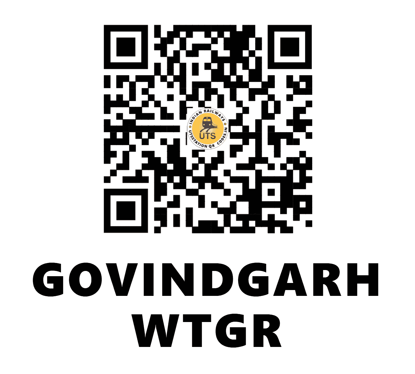 UTS QR Code for GOVINDGARH WTGR - GGWT - WC (MADHYA PRADESH)